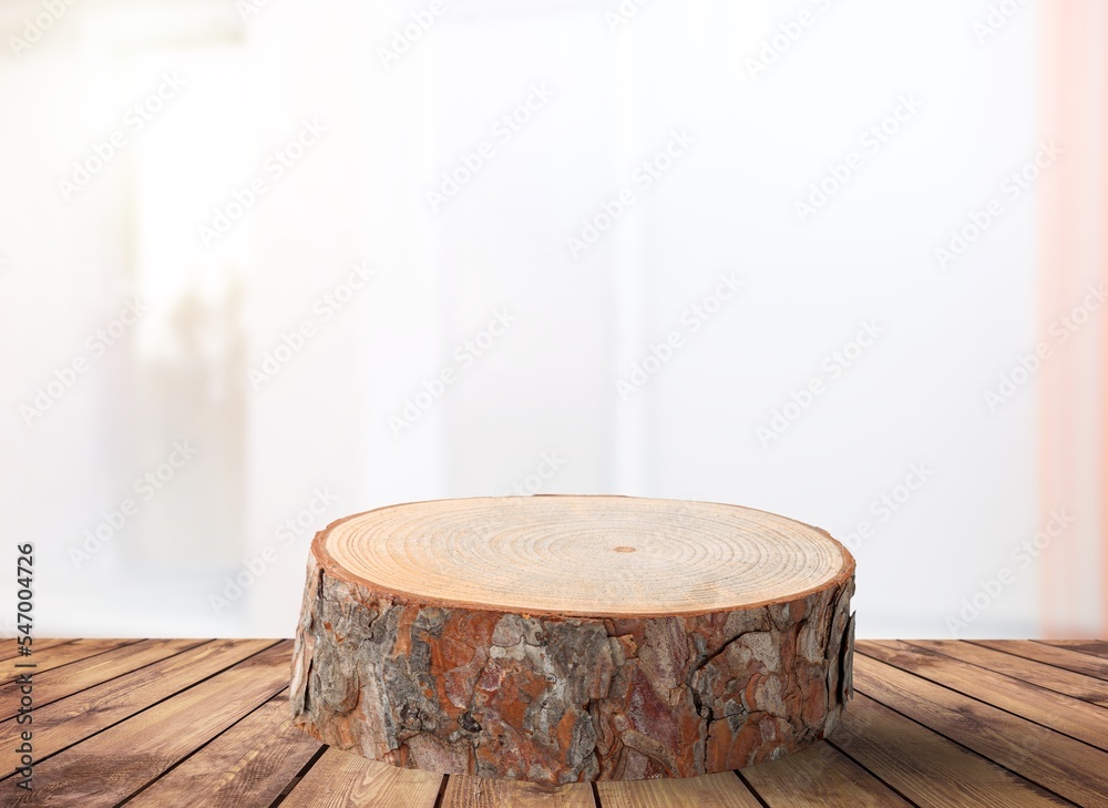 Fototapeta premium Blank empty wooden table with window background.