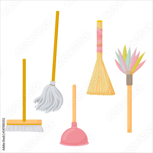 Cleaning. Detergents and cleaning products for house cleaning. Household. Vector illustration isolated on white background