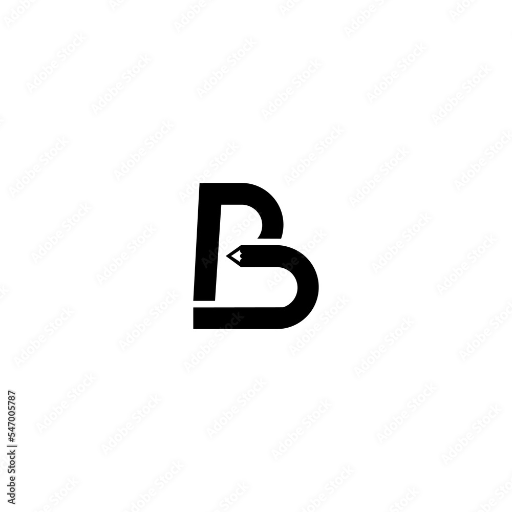vector illustration of letter B and pencil for icon, symbol or logo. letter B logo template