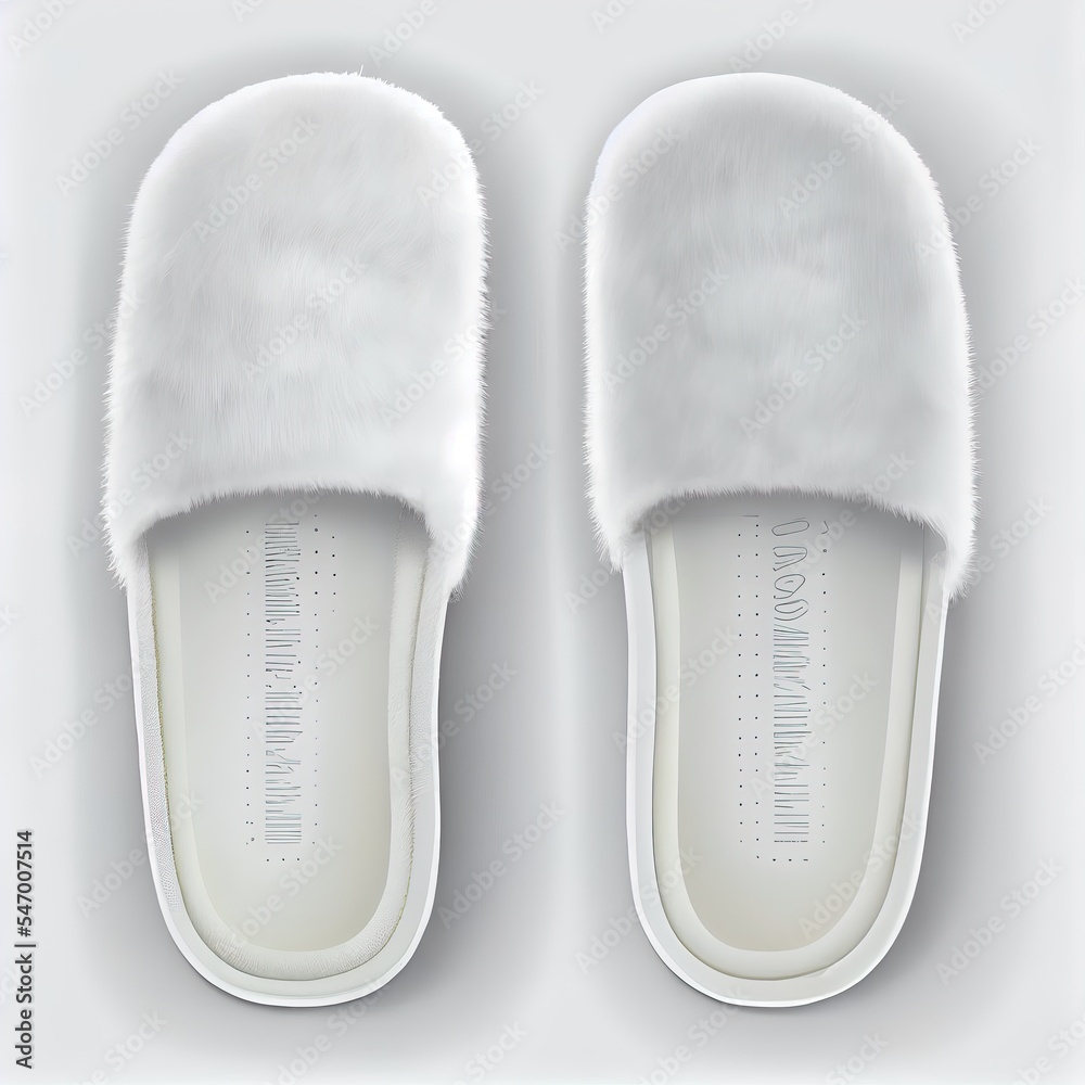 Blank white home slippers mockup, top view, front and back, 3d rendering, Empty comfortable furry slipshoe sole mock up, isolated. Clear domestic velvet or fluffy footwear template. Blank white home slippers mockup, top view, front and back, 3d rendering, Empty comfortable furry slipshoe sole mock up, isolated. Clear domestic velvet or fluffy footwear template.