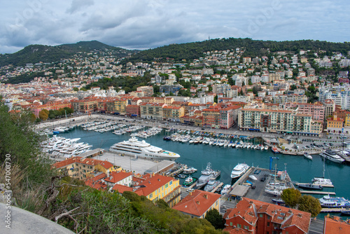 Yachts and boats in Marina in Nice, France. Aerial view 