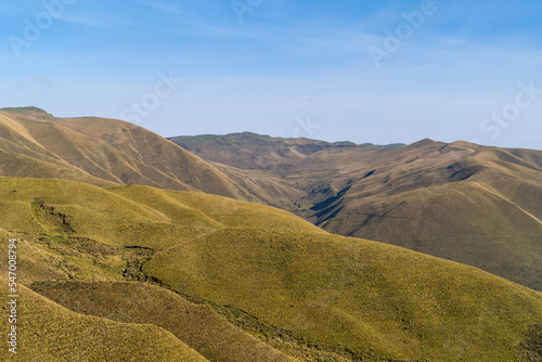 Beautiful view of mountains  hills and meadows. Landscapes of national parks of South America