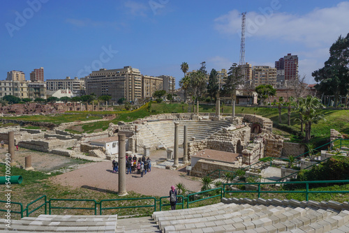 Alexandria, Egypt: The Roman Theater at Kom el-Dikka, a Polish-Egyptian archaeological project that has uncovered an ancient city center.