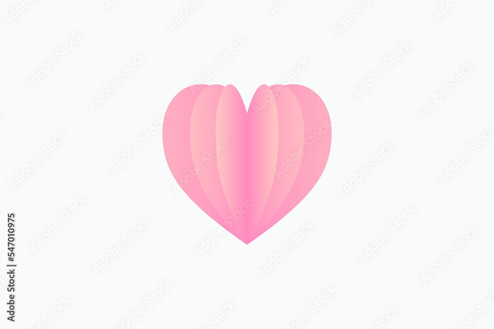 pink heart on white paper abstract background with sky and line design ...