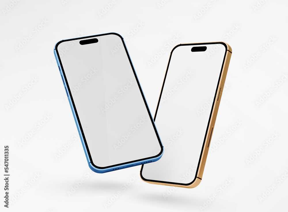 iPhone 14 pro max Smartphone mockup. Smartphone 3d model. 2 Phones on the  front side. 3D rendered Illustration. Illustration Stock | Adobe Stock
