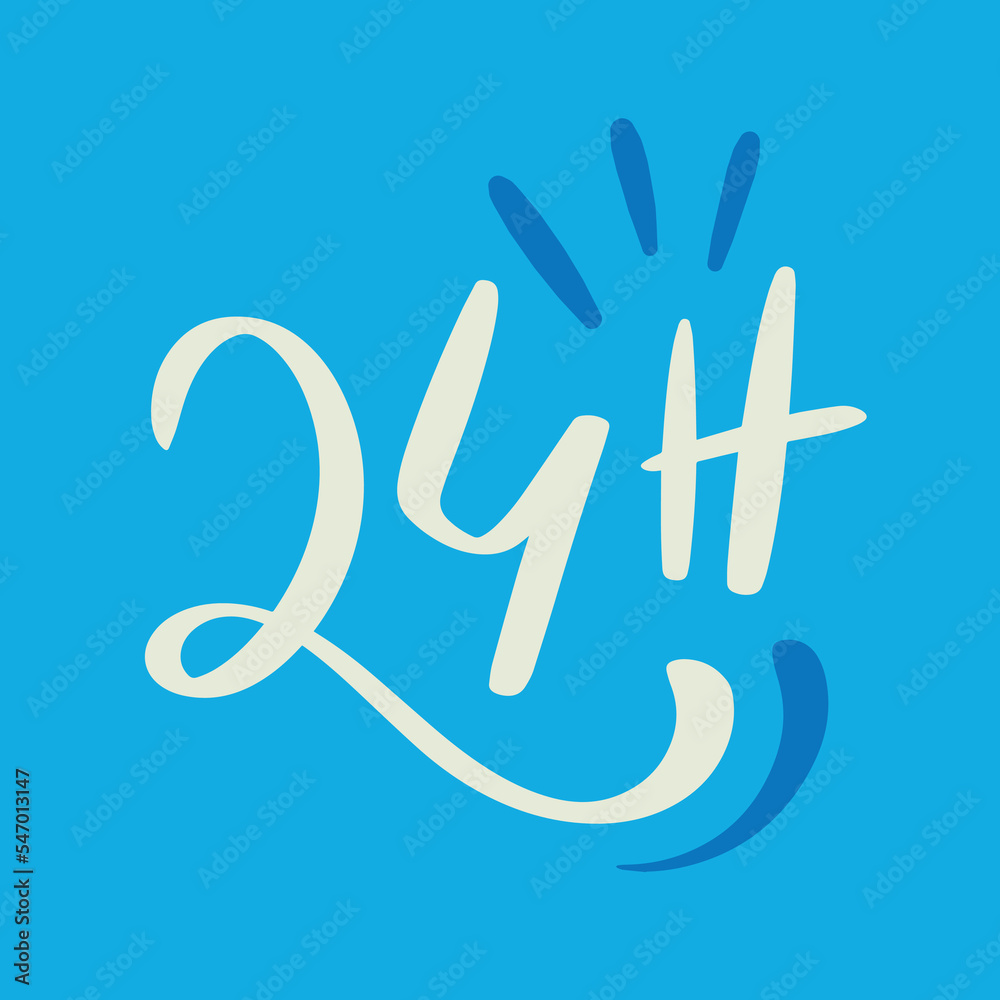 Obraz premium 24 hours. Modern hand Lettering. vector.