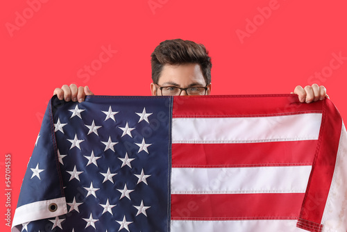 Handsome man with USA flag ...