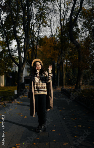 couple walking in autumn park