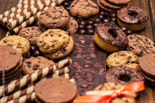 Wallpaper Mural Chocolates and biscuits assortment background Torontodigital.ca