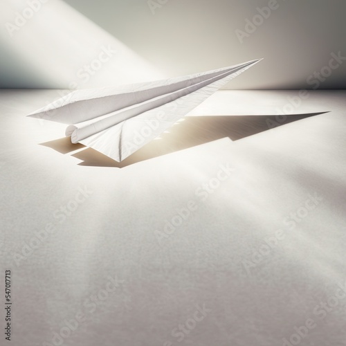 Paper airplane on light background