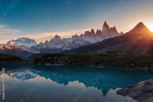 sunrise in the Patagonia mountains - generative AI