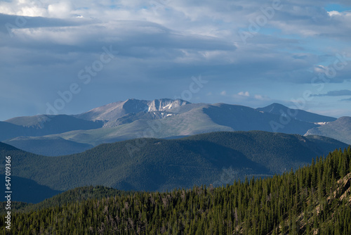 Morning view of Mount Evans from Idaho Springs Colorado, landscape