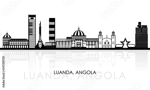 Silhouette Skyline panorama of city of Luanda, Angola - vector illustration