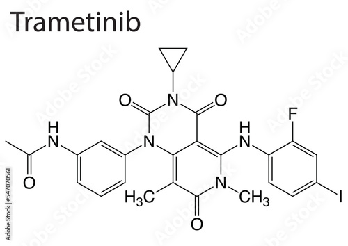 Vector illustration of the chemical structure or molecules of anticancer drugs