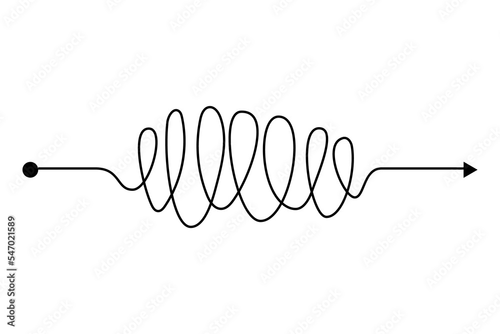 Arrow chaos mindset mess. Doodle knot line concept with freehand scrawl sketch. hand drawn difficult thought process. Tangle path Arrow chaos mindset mess. Doodle knot line concept with freehand scrawl sketch. hand drawn difficult thought process. Tangle path