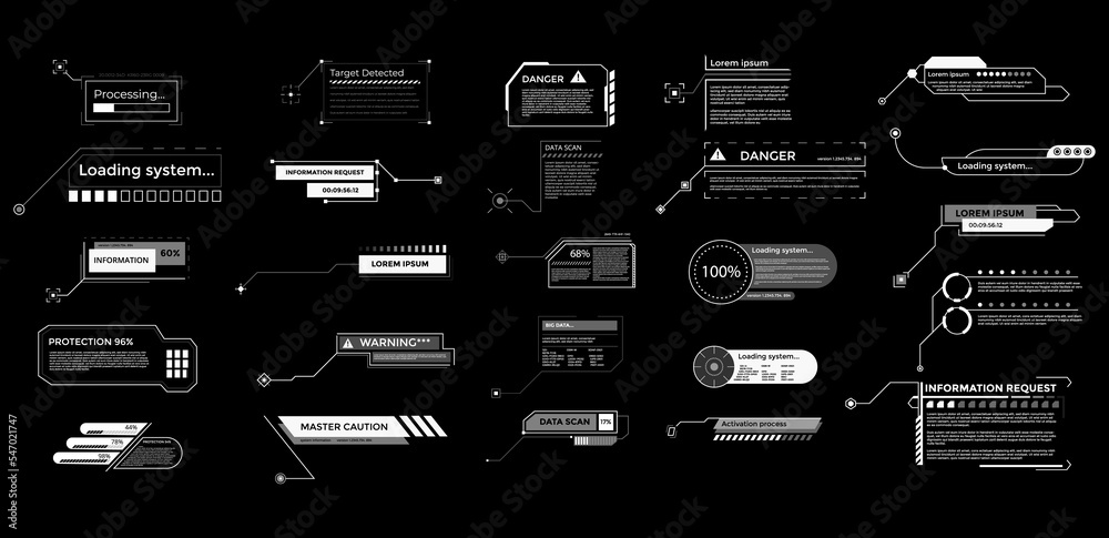 Callouts titles banner. Futuristic digital line text frame boxes and ...