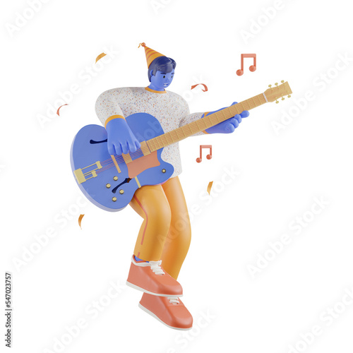 3d party people playing guitar