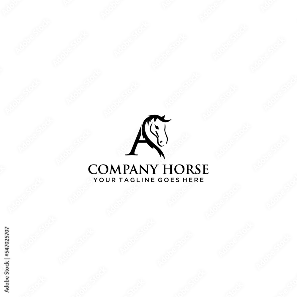 Fototapeta premium creative initial letter A with abstract running stallion logo vector concept