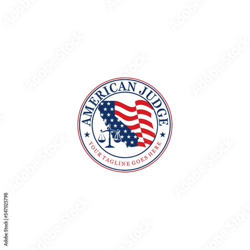 American law firm logo vector,with USA Flag for best judge logo design