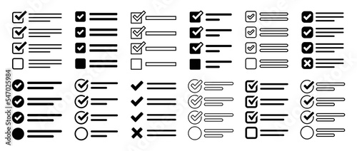 Checklist icon set. List icon collection isolated on white background.