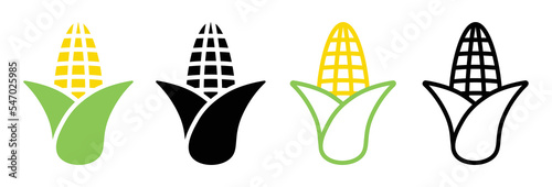 Corn icon set vector isolated on white background.