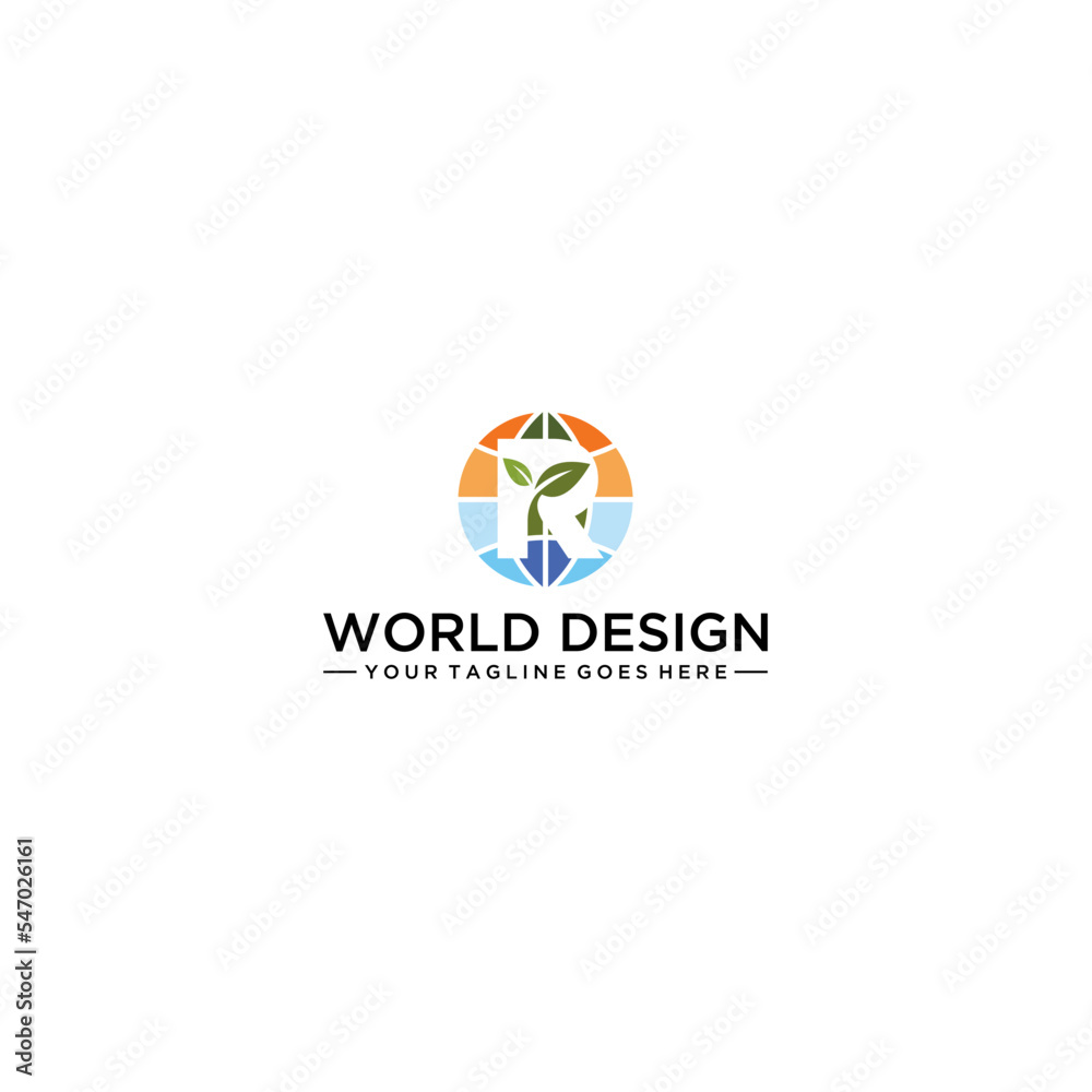 World with negative R letter and growing tree for the gogreen symbol World with negative R letter and growing tree for the gogreen symbol