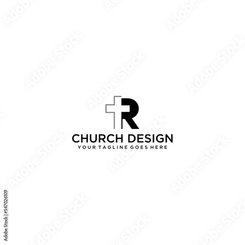R letter with church logo design
