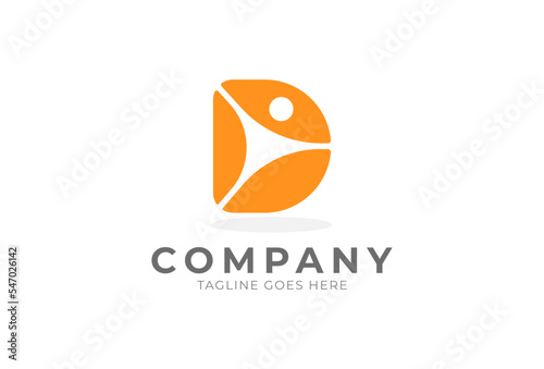 Letter D People Logo, Letter D and People combination ,usable for brand and business logos, flat design logo template, vector illustration
