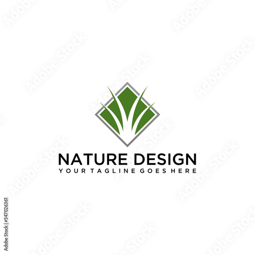 green grass logo design vector