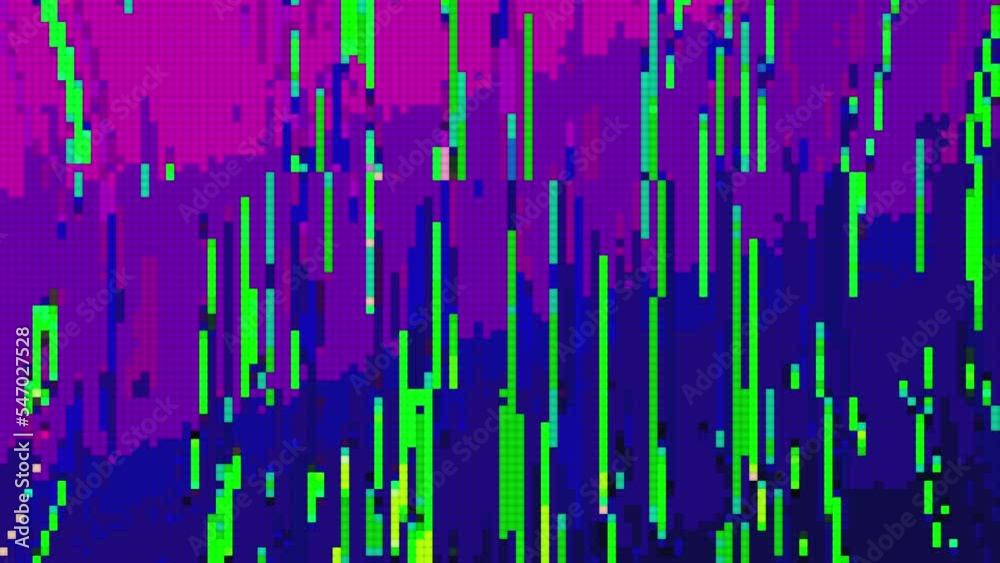 Abstract 8 bit geometric composition. Random glitch digital effect, cyber punk retro lines.