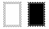 outline silhouette postage stamp icon set isolated on white background