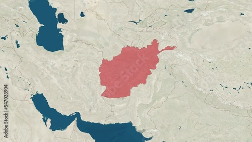 Zoom in to the map of Afghanistan with text, textless, and with flag