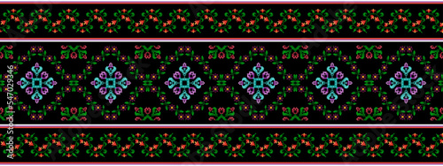 Pixel Ethnic seamless pattern decoration design. Ikat Aztec fabric carpet boho mandalas textile decor wallpaper. Tribal native motif ornaments traditional embroidery vector background 