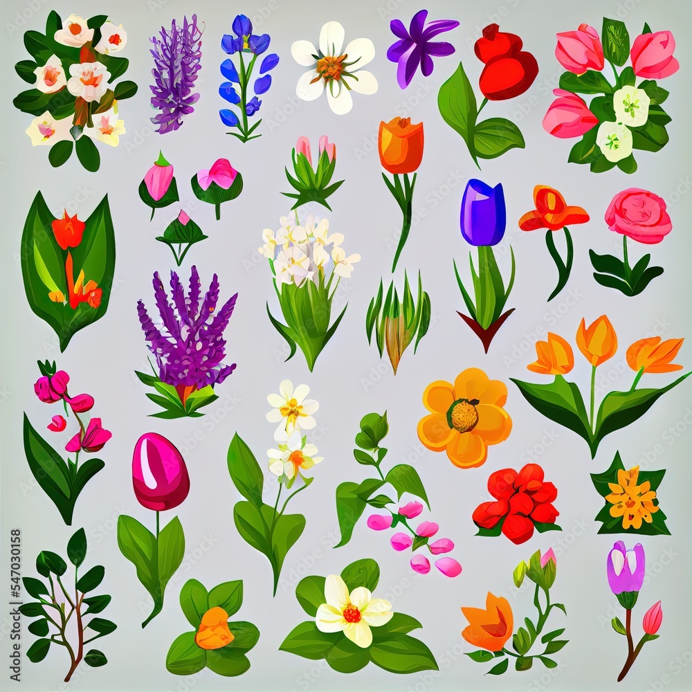 Collection of floral elements