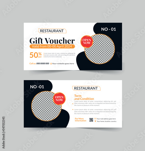 Discount voucher hamburger in the template, gift voucher design for food business