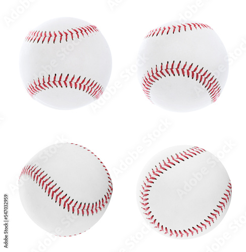 Set with baseball balls on white background