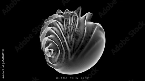 Distorted line spheres. Vector thin line glitch geometry.
