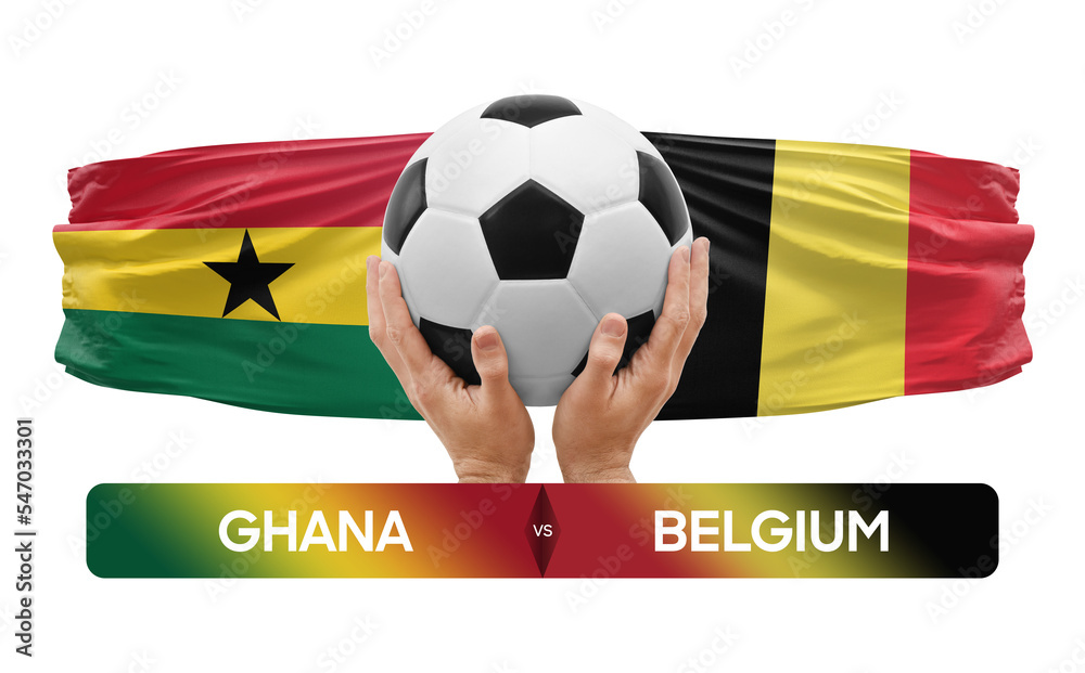 Fototapeta premium Ghana vs Belgium national teams soccer football match competition concept.
