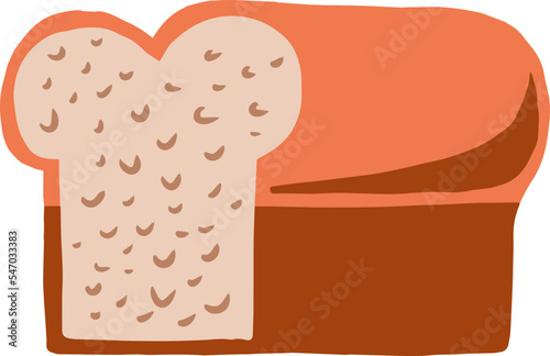 Bread loaf cartoon hand drawn design vector. Family food symbol.