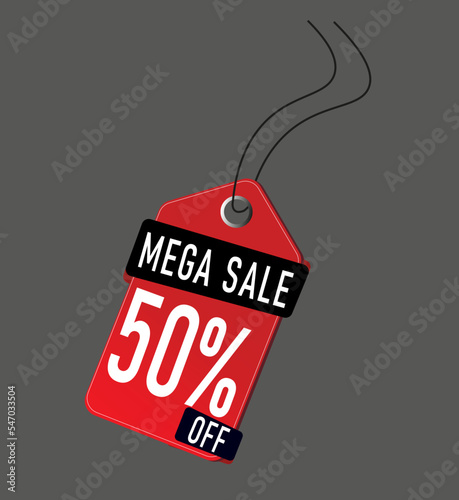  mega sale tag 50% off fifty percent off