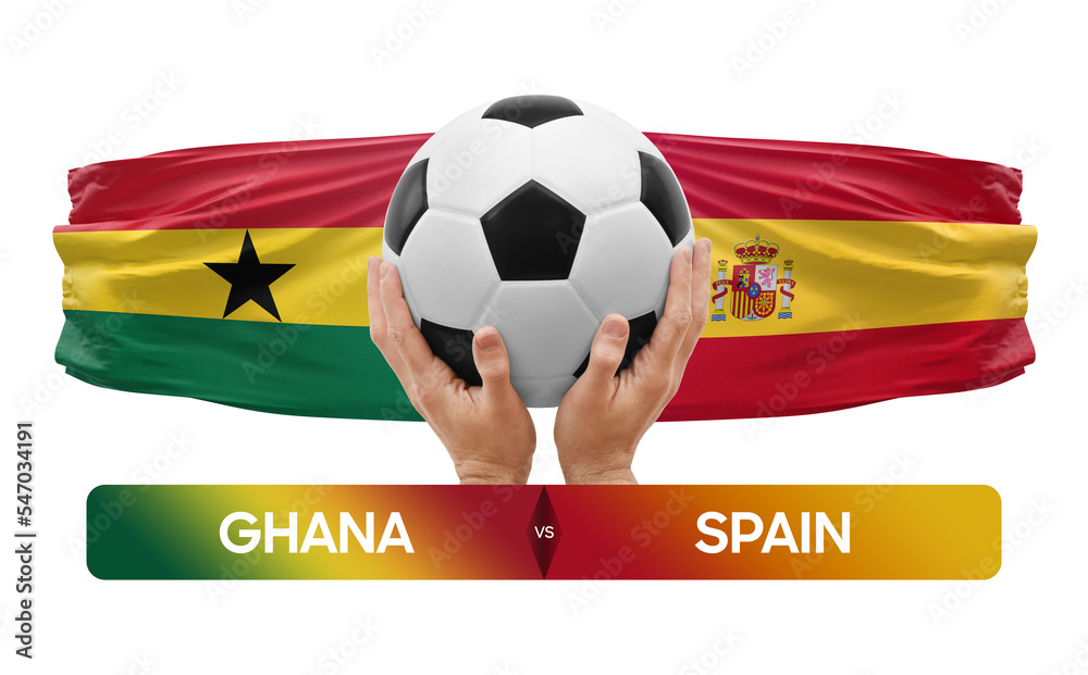Fototapeta premium Ghana vs Spain national teams soccer football match competition concept.
