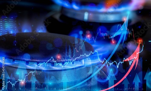 Natural blue gas burners with graph and charts