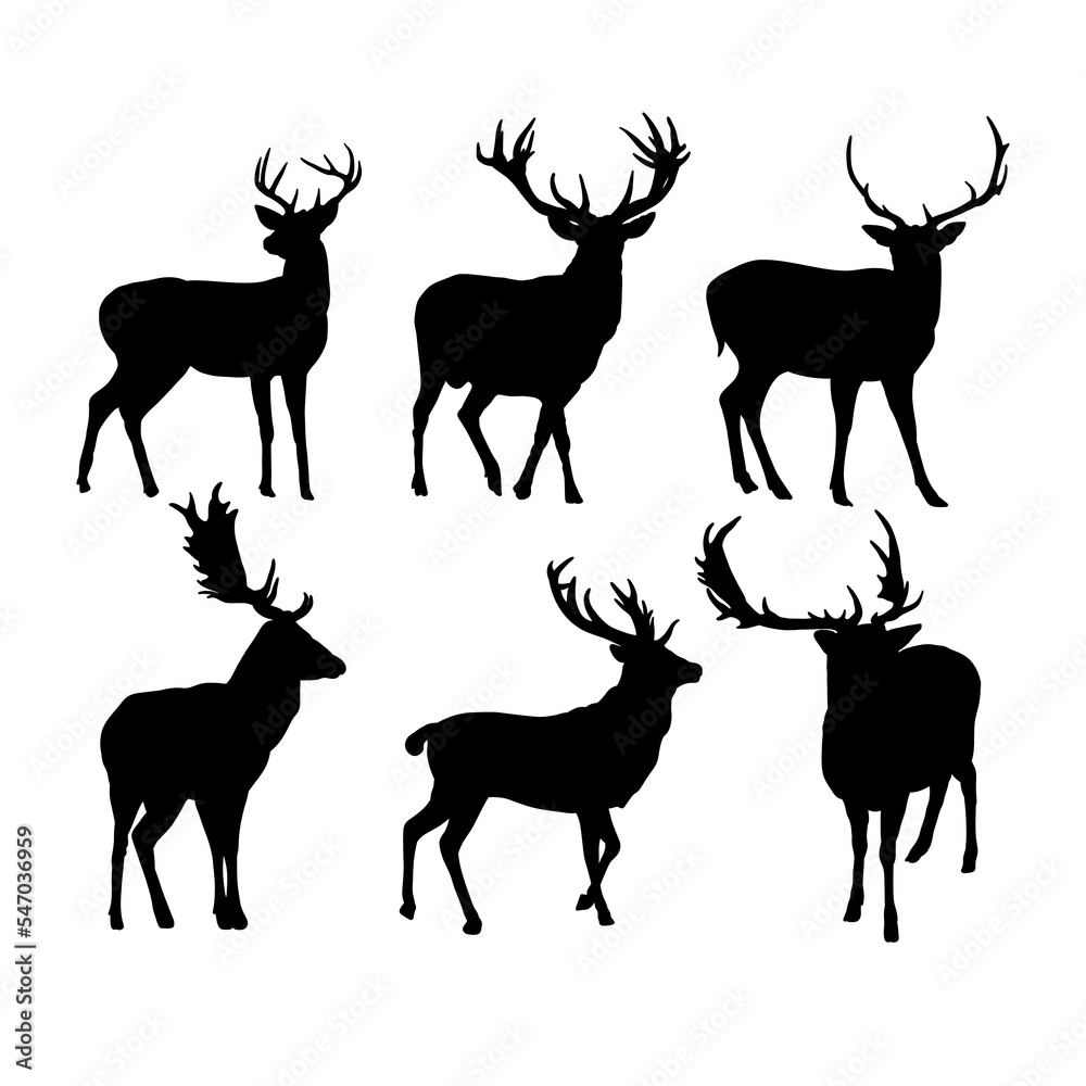 Set of deer silhouettes vector design Set of deer silhouettes vector design