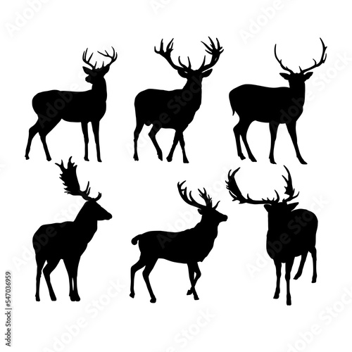 Set of deer silhouettes vector design