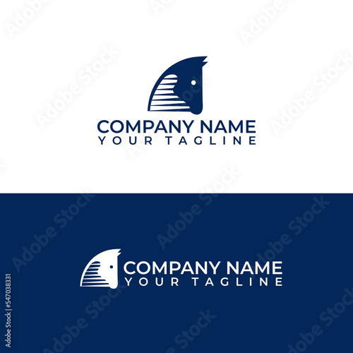 Head run horse monogram logo vector