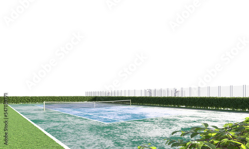 outdoor tennis court surrounded by hedges photo