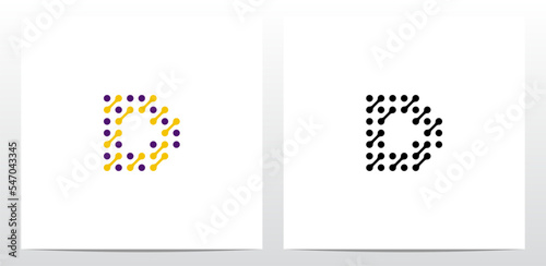 Dots Conected Diagonal Lines Letter Logo Design D