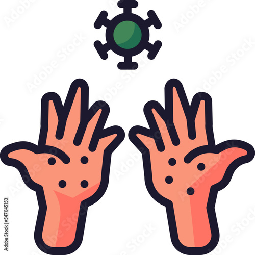 dirty hand contain coronavirus icon