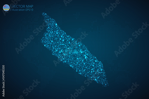 Map of Aruba modern design with abstract digital technology mesh polygonal shapes on dark blue background. Vector Illustration Eps 10. photo