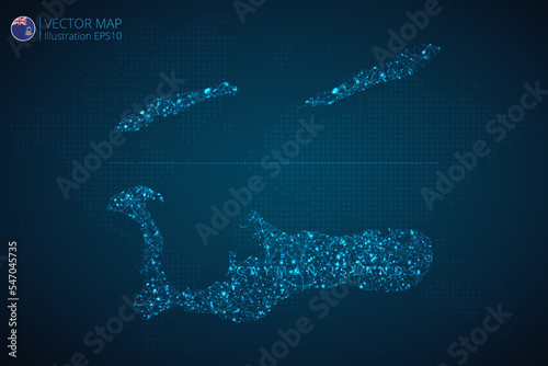 Map of Cayman Islands modern design with abstract digital technology mesh polygonal shapes on dark blue background. Vector Illustration Eps 10.